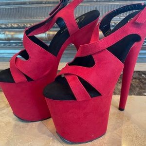 Pleaser Red Lucious Pleaser Heels Size 7